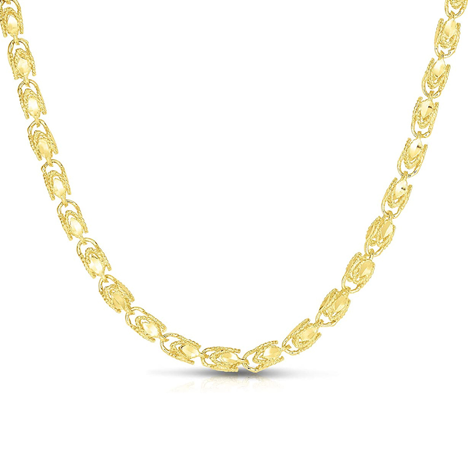 14k Gold 6.0mm Marquis Link Bracelet 7 Inches
